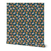 (small scale) Coffee and Fall Donuts - PSL pumpkin fall donuts toss - blue polka dots - LAD19BS
