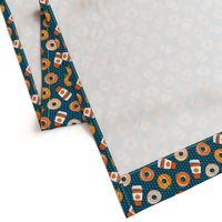 Coffee and Fall Donuts - PSL pumpkin fall donuts toss - blue polka dots - LAD19