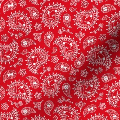 Retro Dog Paisley - Red and White_50% Size