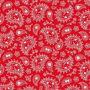 Retro Dog Paisley - Red and White_50% Size