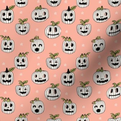 SMALL - Jack-o'-lantern fabric // halloween cute pumpkin carving hand drawn pattern  neutral by andrea lauren