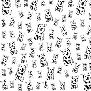 Corgi dog black white fabric 