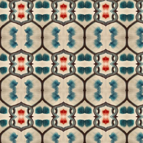 Turquoise red lattice large