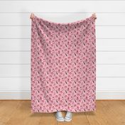 Small scale // In love greyhounds // pastel pink background red dog pyjamas 
