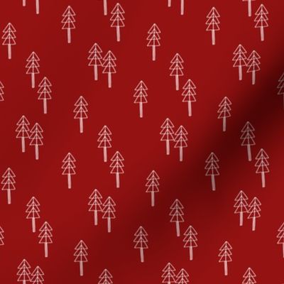 minimal christmas tree fabric - red xmas tree, holiday fabric, christmas fabric - burgundy