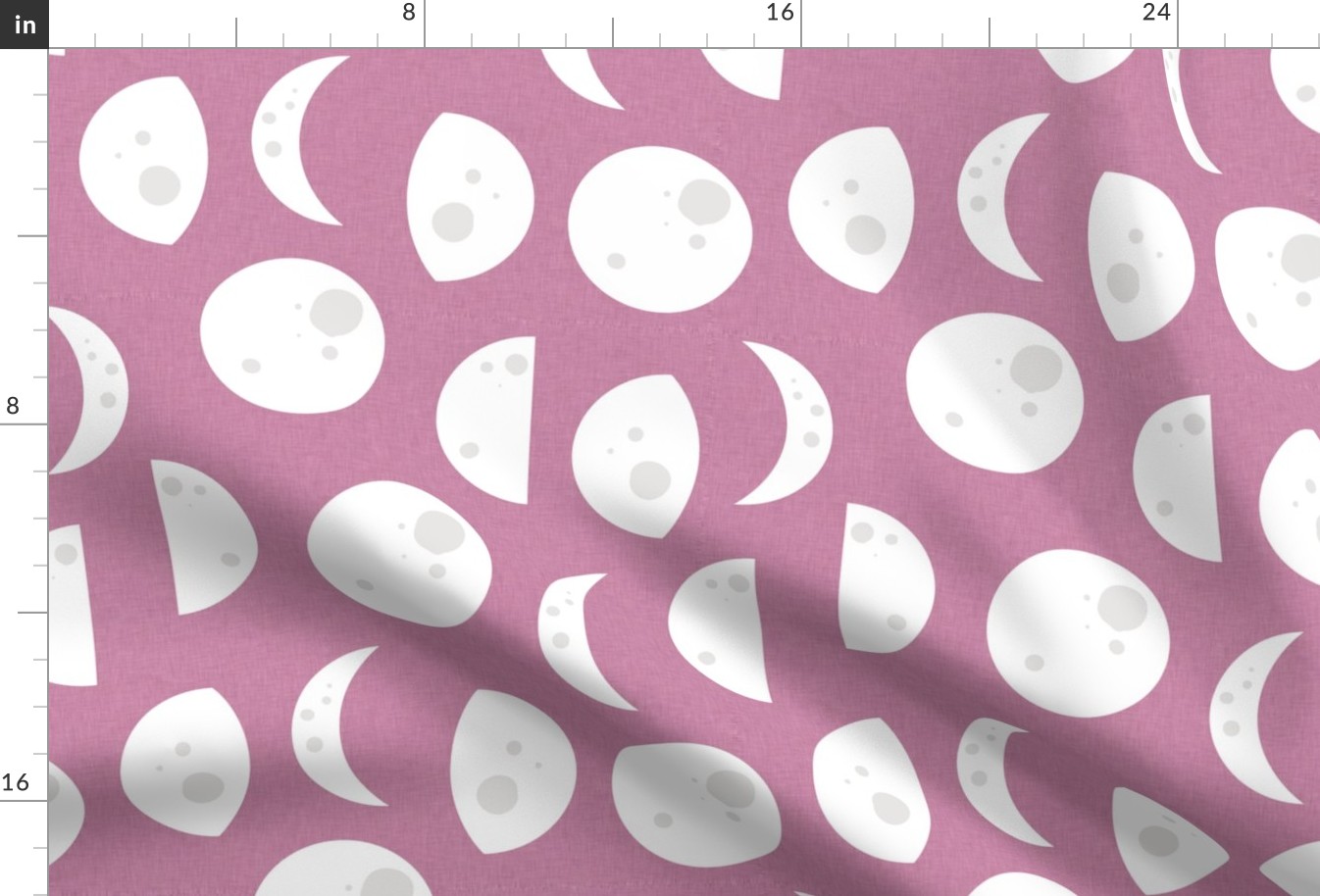 moon phases on pink linen