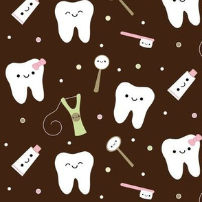 LARGE Happy Teeth and Friends - Brown and Pink