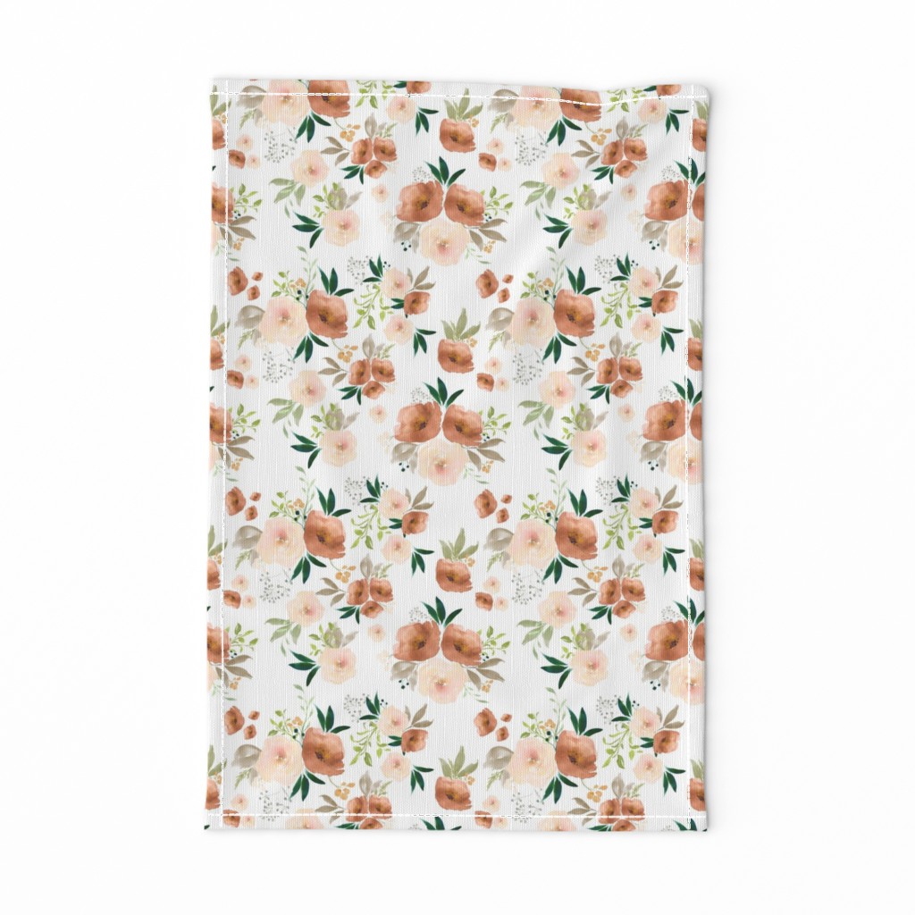 8" Santa Fe Watercolor Florals Fall // White