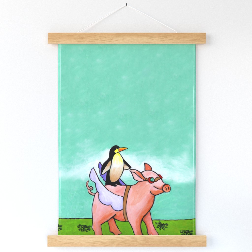 SF pig and penguin towel
