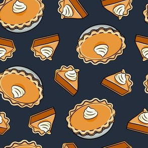 Pumpkin pie - toss - fall food - thanksgiving - pie slice - dark blue - LAD19