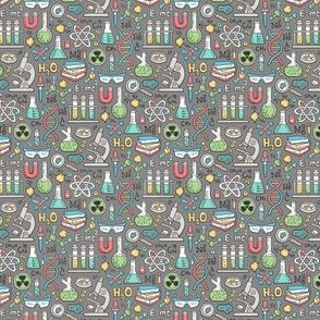 Science Lab School Doodle Dark Grey Tiny Small 0,75 inch