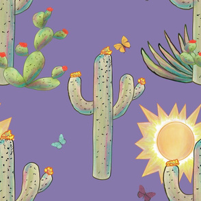 Cacti & Butterlies on Lavender