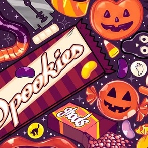 Creepy Halloween Candy on Purple 2X