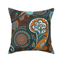 Paisley Mandala orange brown turquoise XL