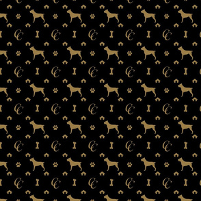 Cane Corso on Black with Louis Luxury Motifs in Tan