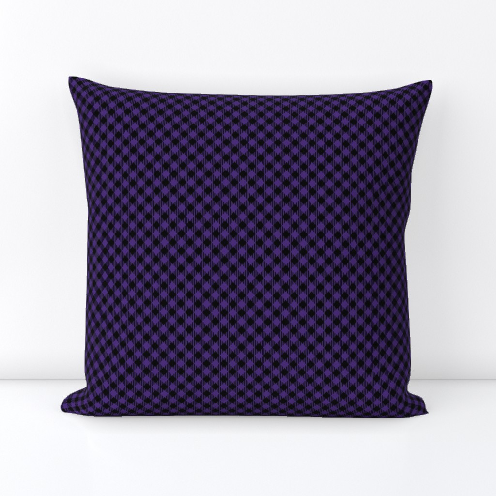 Diagonal Purple and Black Mini 1/4 Inch Buffalo Checks