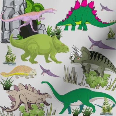 Dinosaurs on Gray