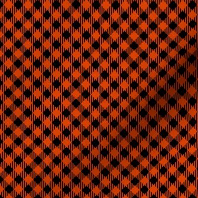 Diagonal Orange and Black Mini 1/4 Inch Buffalo Checks