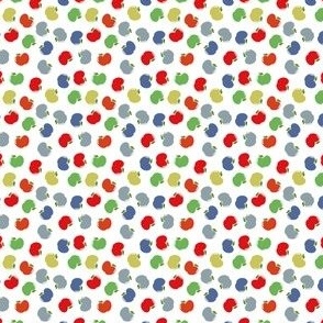 Apples (Multicolor on White) Mini Print, 1.5inch repeat, David Rose Designs