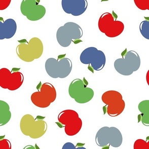Apples (Multicolor on White) Medium Scale, 12inch repeat, David Rose Designs