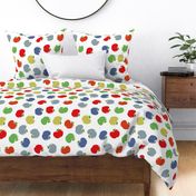 Apples (Multicolor on White)  Large Scale, 30inch repeat, David Rose Designs