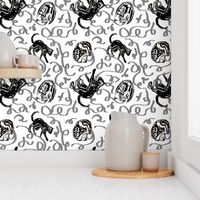 Skeletal Cats Playful Ways gray white