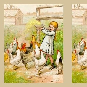 girl feeding chickens 