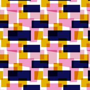 Blue Pink Orange Colour Block pattern