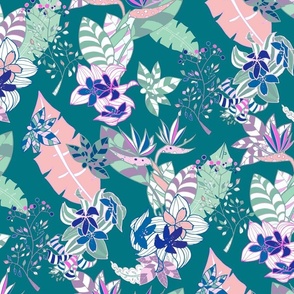 Fantasy forest digital green emerald purple and pink