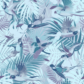 Paradise Birds in pale blue