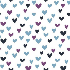Colored hearts on white background