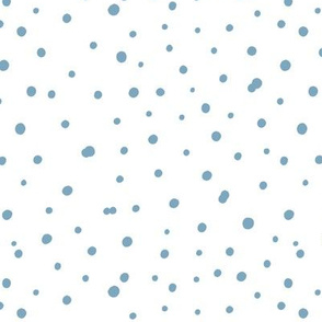 Hand drawn blue polka dot on white. Scandinavian design.