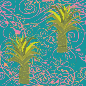 Bohemian palm trees in teal