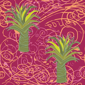 Bohemian palm trees in fuschia