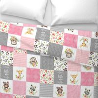 Pink Girls Woodland Cheater Quilt – Little One Blanket Patchwork, Style P