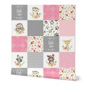 Pink Girls Woodland Cheater Quilt – Little One Blanket Patchwork, Style P