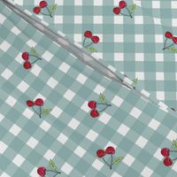 Red CHERRY on GINGHAM 