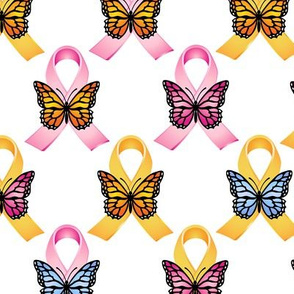 Pink and Gold Ribbons with Butterflies