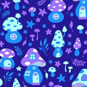 Fairy Toadstool Houses Blue