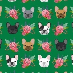French Bulldog flowers florals frenchies dog girls flowers baby nursery sweet painted flower - kelly green