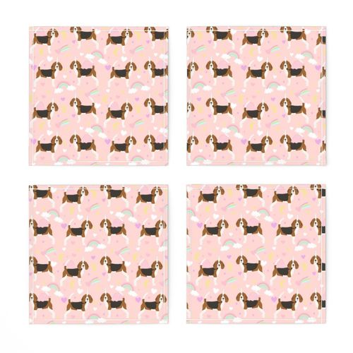 beagle unicorn fabric - cute beagles fabric, pastel unicorn fabric, pastel dog fabric, dog unicorns,  - soft pink