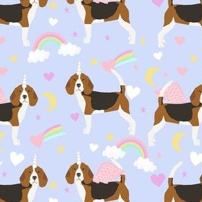 beagle unicorn fabric - cute beagles fabric, pastel unicorn fabric, pastel dog fabric, dog unicorns,  - lilac