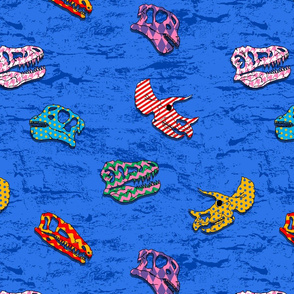 patterned dinosaur fossils on blue