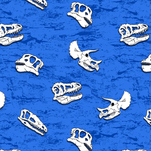 dinosaur fossils on blue