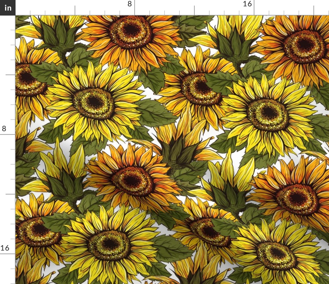 Sunflowers field seamless vector 