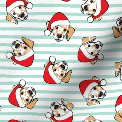 Christmas Lemon Dalmatians - mint stripes -  LAD19