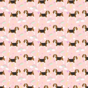 SMALL - beagle unicorn fabric - cute beagles fabric, pastel unicorn fabric, pastel dog fabric, dog unicorns,  - soft pink