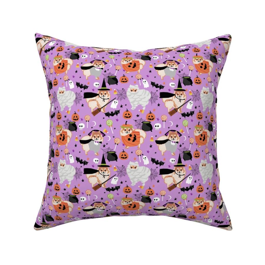 pomeranian halloween fabric - dog halloween fabric, dog costume halloween  - cute pom fabric - purple