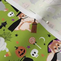 pomeranian halloween fabric - dog halloween fabric, dog costume halloween  - cute pom fabric -lime
