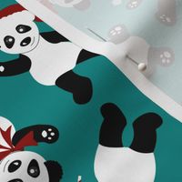 Christmas Pandas - Blue
